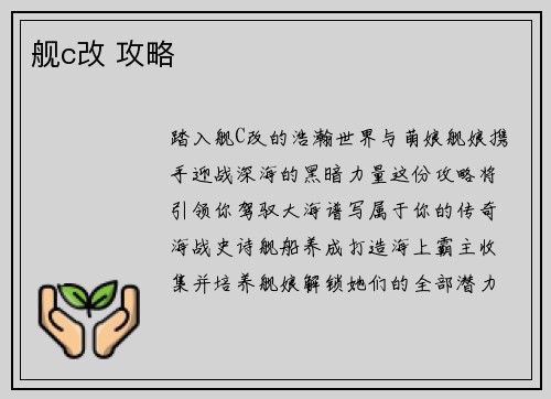 舰c改 攻略